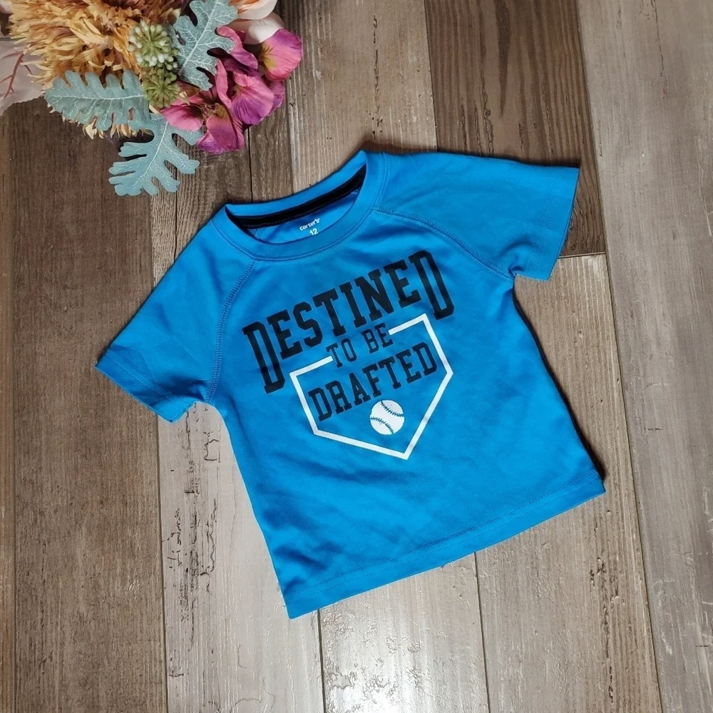 Carter's Size 12m Blue Baby Boy Baseball Athletic T-Shirt EUC